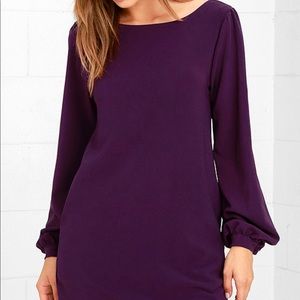 Lulus Purple Long Sleeve Shift Dress